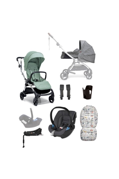 Airo 7 Piece Grey Essentials Bundle with Grey Aton Car Seat- Mint image number 1